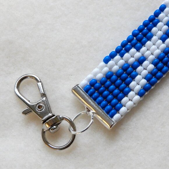 Scotland Scottish Scots flag bead keychain / bag charm, handmade, seed beads - Picture 2 of 4